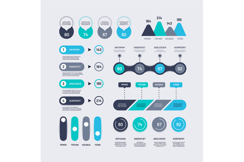 infographic-elements-bar-graphs-timelines-circle-diagram-flowchart-wi