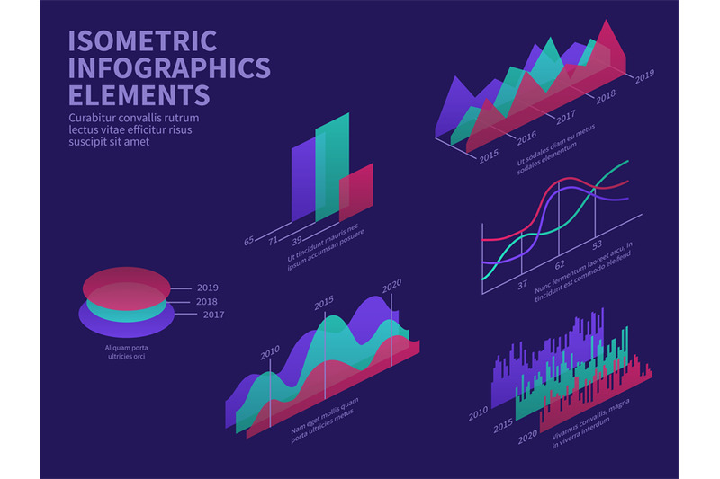 isometric-infographic-elements-3d-graphs-bar-chart-market-histogram
