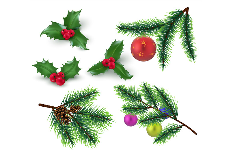 christmas-decoration-realistic-fir-tree-branches-and-red-berries-hol