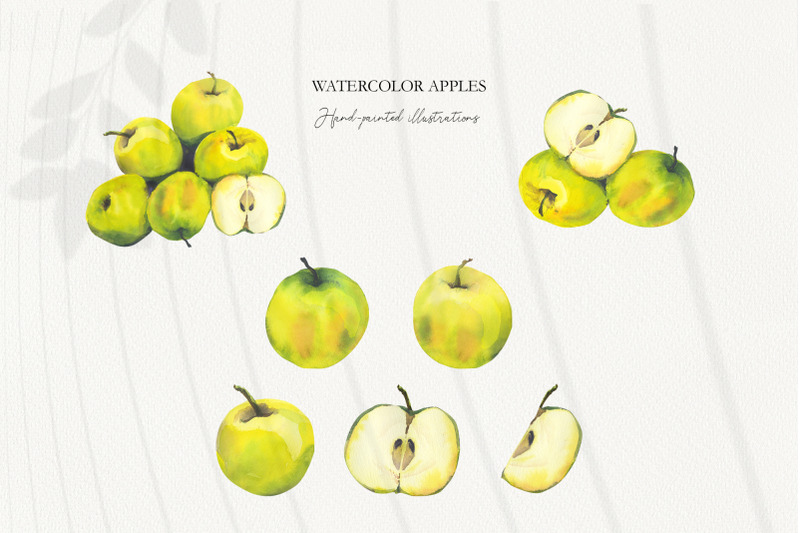 watercolor-yellow-apples-set