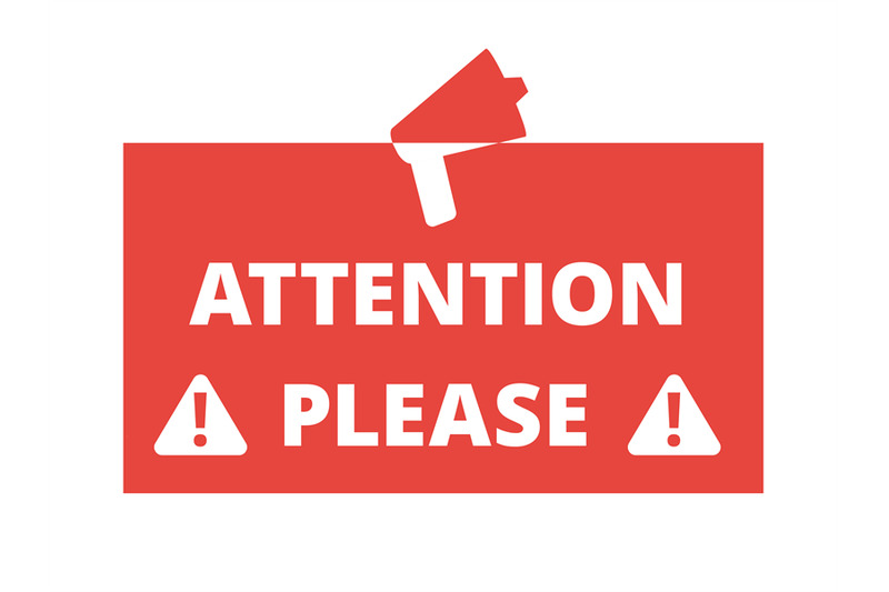 attention-please-red-badge-or-banner-with-megaphone-vector-illustratio