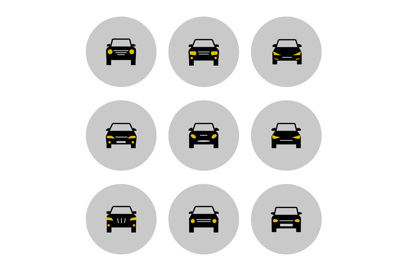 front-view-cars-icon-with-yellow-lights