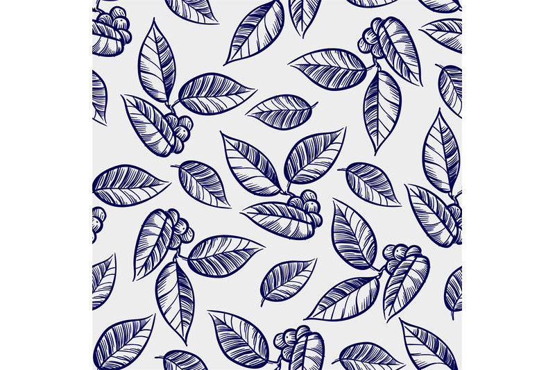 hand-drawn-leaves-with-berries-seamless-pattern