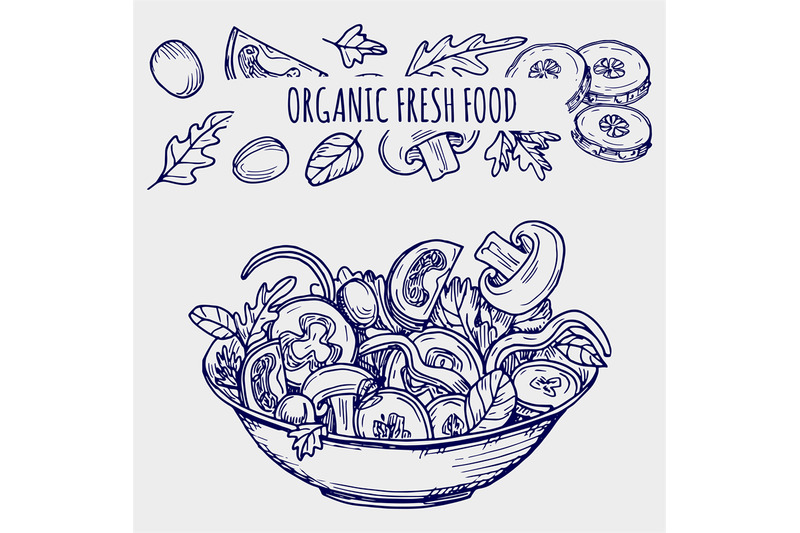 hand-drawn-salad-bowl-and-vegetables-healhty-food-vector-illustration