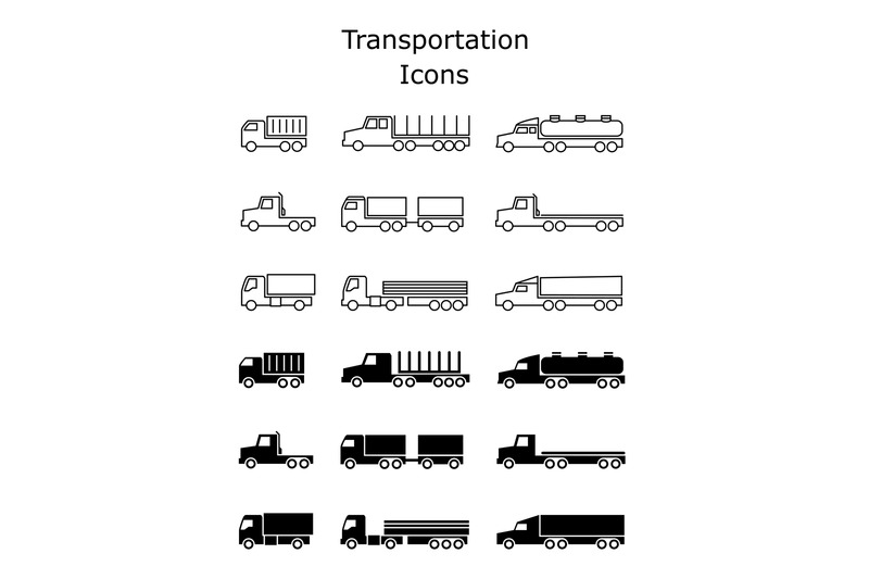 transportation-icons-set-delivery-trailers-cargo-trukcs-dumpers-and