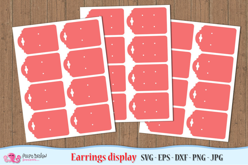 Earring Display Card SVG, Eps, Dxf, Png and Jpg By Polpo Design