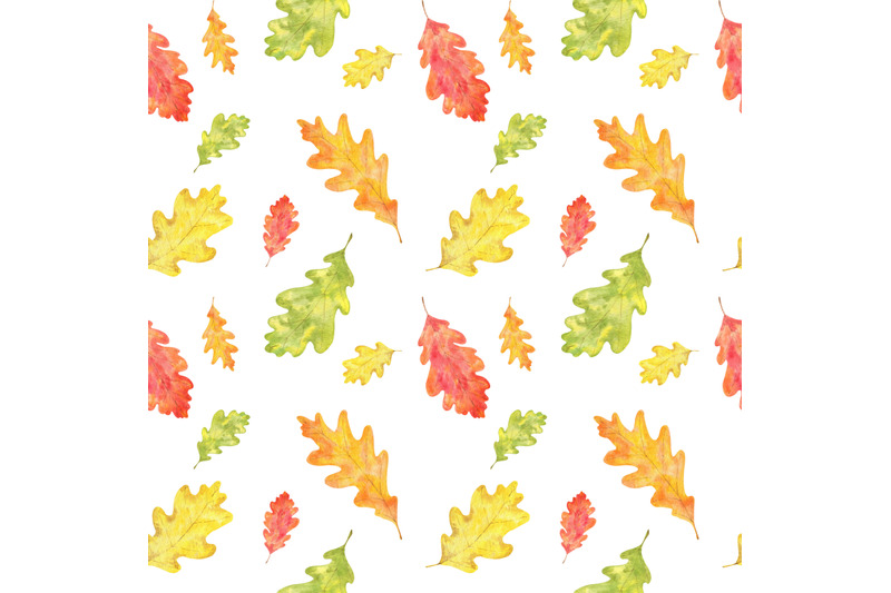 watercolor-autumn-oak-leaves-seamless-pattern