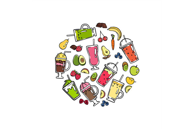 vector-doodle-smoothie-in-circle-shape-illustration