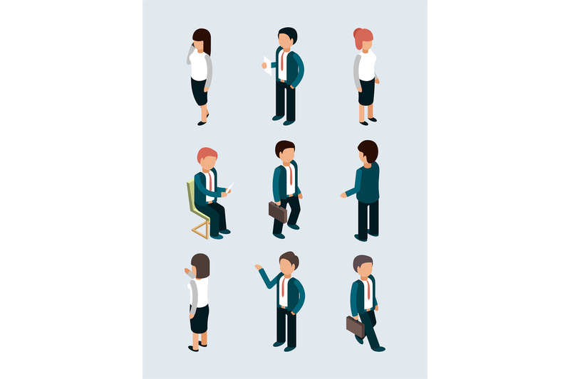 isometric-business-people-young-male-female-office-managers-director