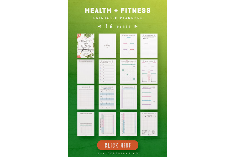health-and-fitness-printable-planners-16-pages