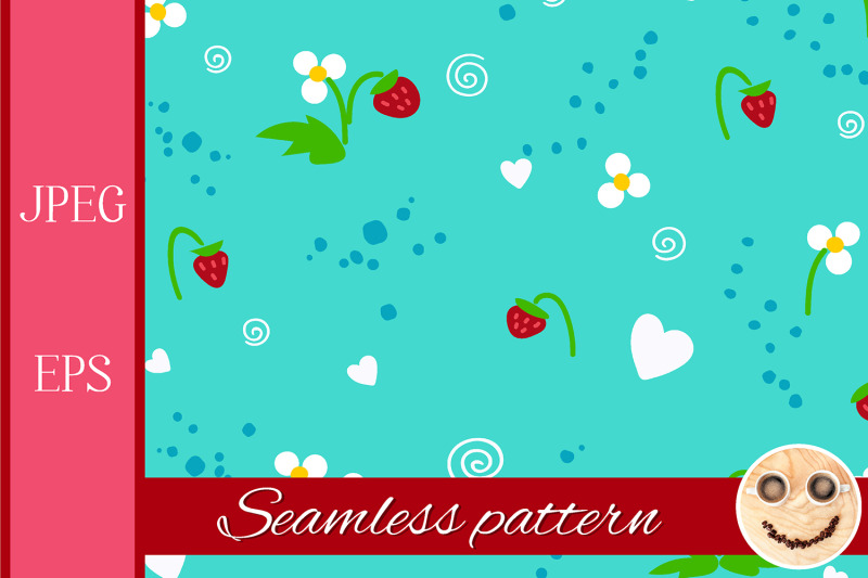 strawberry-on-the-blue-seamless-pattern