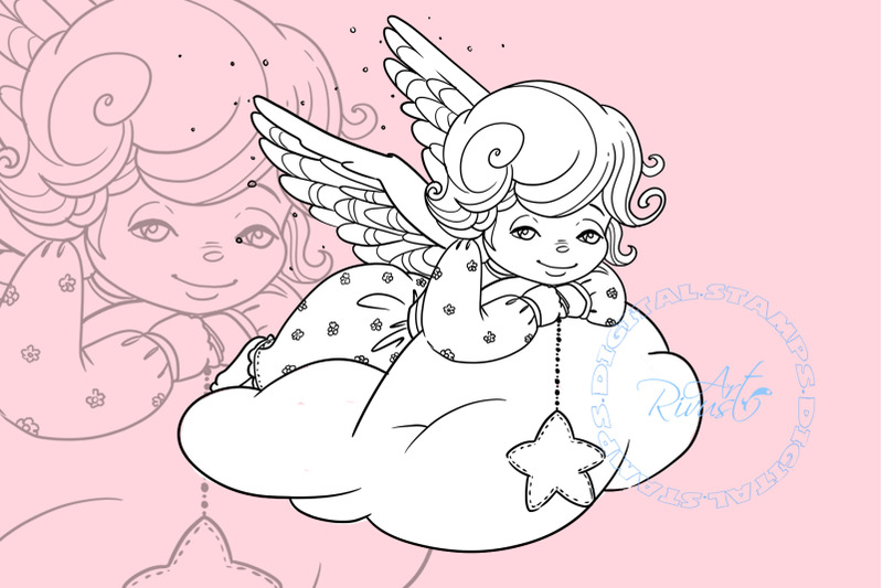 angel-digital-stamp-cute-christmas-digi-stamp-download-coloring-pag