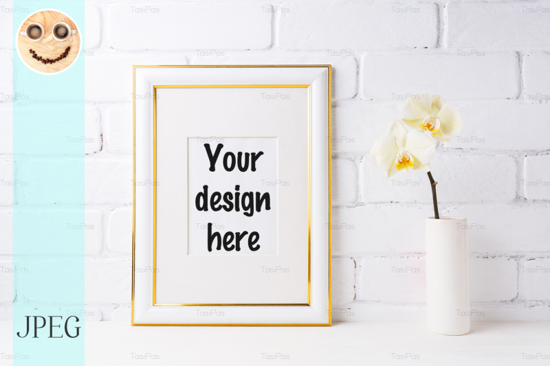 gold-decorated-frame-mockup-with-soft-yellow-orchid-in-vase