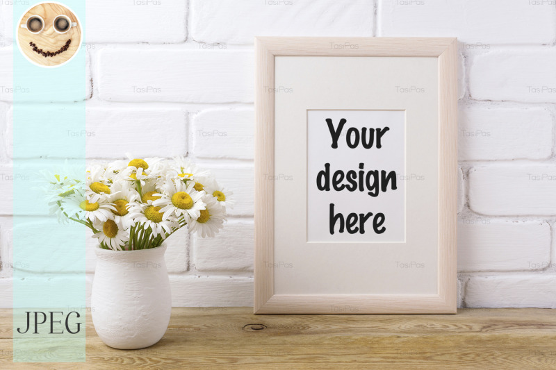 wooden-frame-mockup-with-chamomile-bouquet-in-rustic-vase