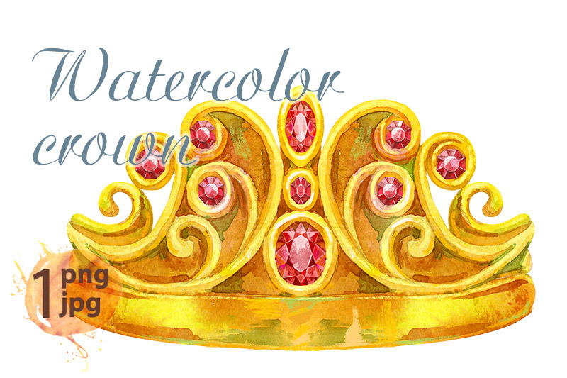 watercolor-golden-crown-princess