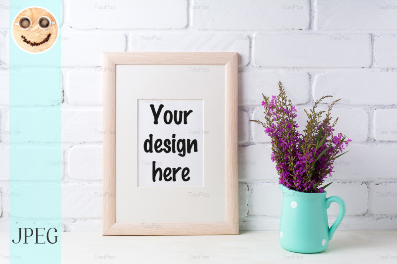 wooden-frame-mockup-with-maroon-purple-flowers-in-mint-pitcher