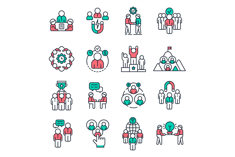 people-team-outline-icons-work-group-pictogram-office-workers-teams