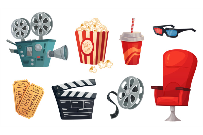 cartoon-cinema-elements-movie-theater-popcorn-filming-cinema-clapper