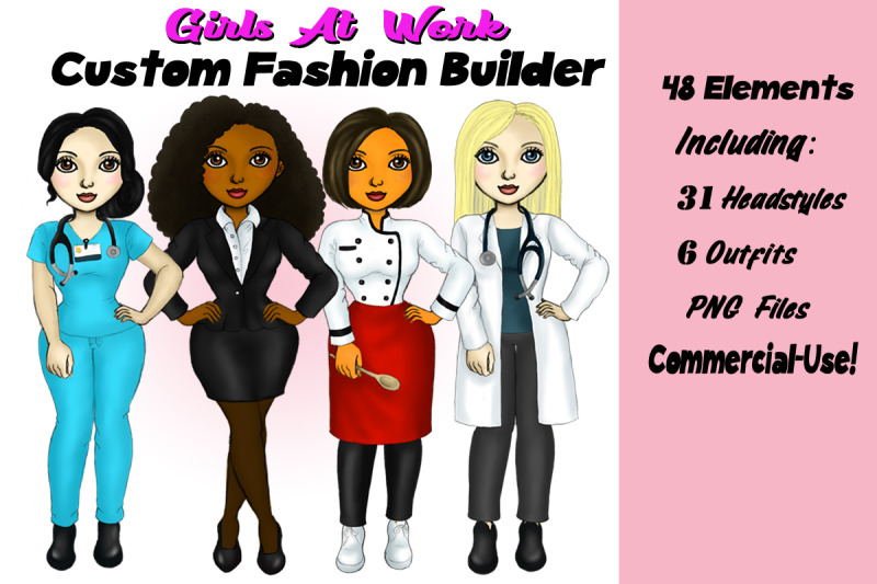 girls-at-work-cusotmizable-clipart-fashion-builder