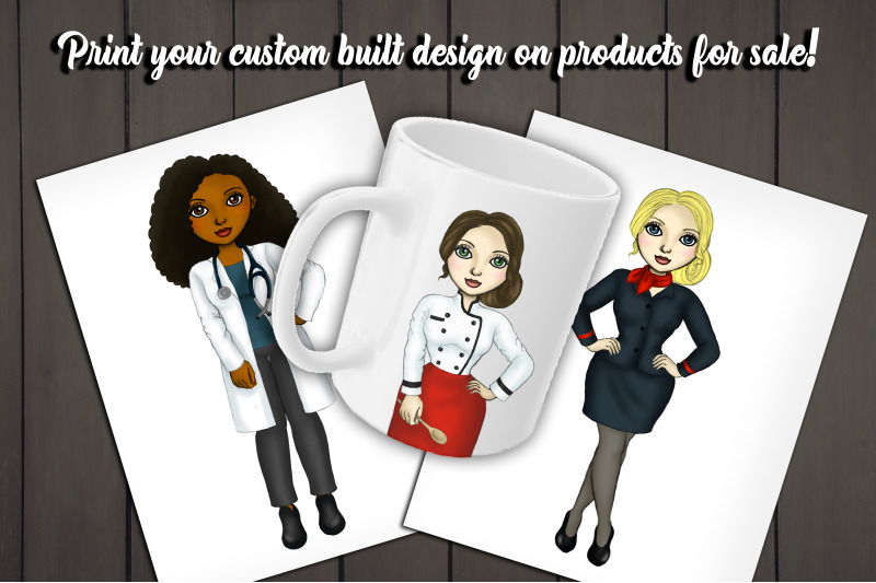 girls-at-work-cusotmizable-clipart-fashion-builder