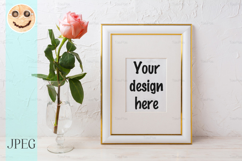 gold-decorated-frame-mockup-with-rose-in-exquisite-glass-vase