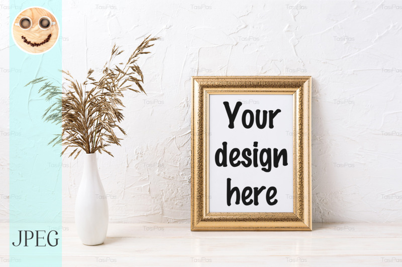 golden-frame-mockup-with-dried-grass