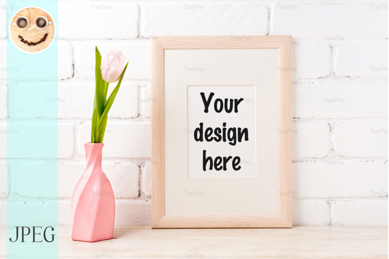 wooden-frame-mockup-with-pink-tulip-in-swirled-vase