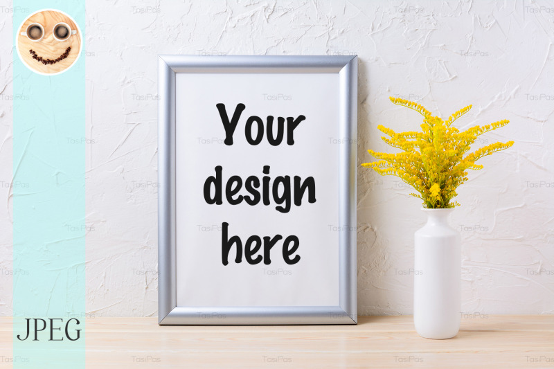 silver-frame-mockup-with-ornamental-yellow-flowering-grass-in-vase