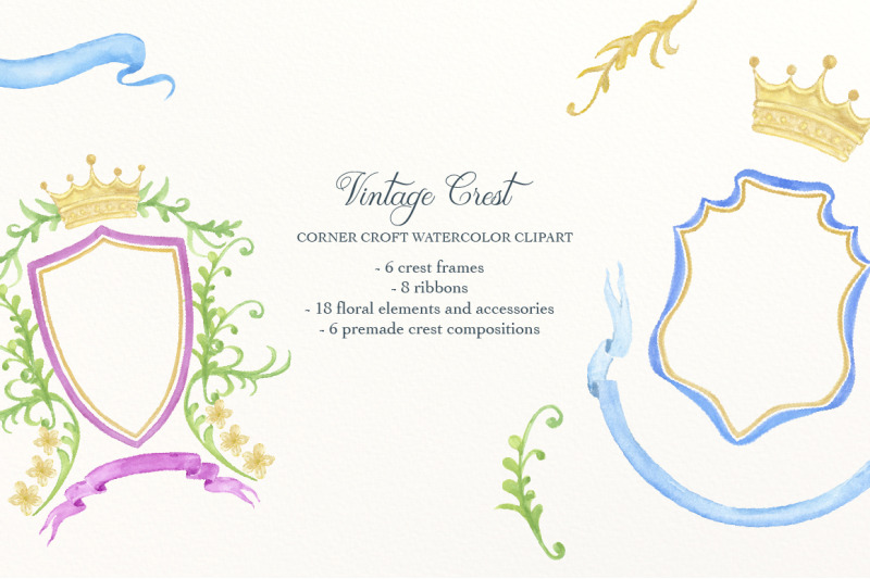 watercolor-vintage-style-crest-collection