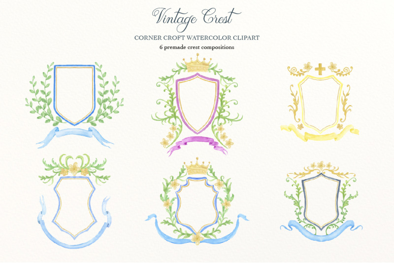 watercolor-vintage-style-crest-collection