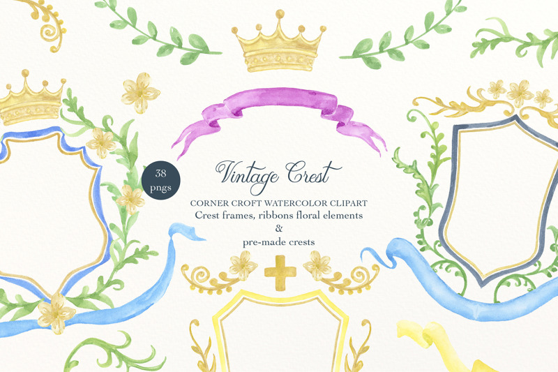 watercolor-vintage-style-crest-collection