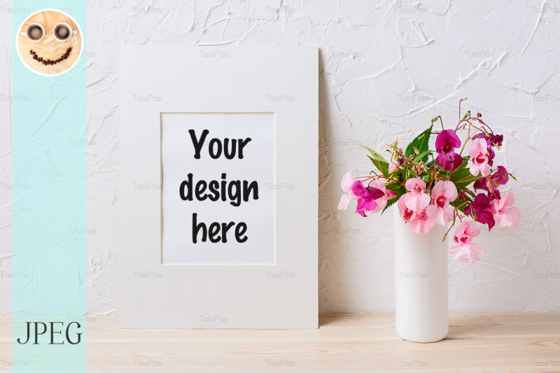 white-mat-frame-mockup-with-pink-and-purple-flower-bouquet