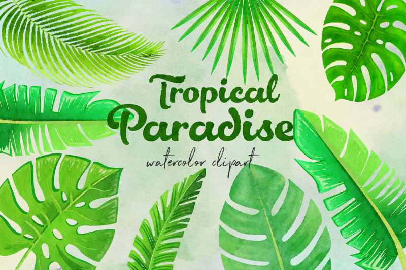 watercolor-tropical-leaves