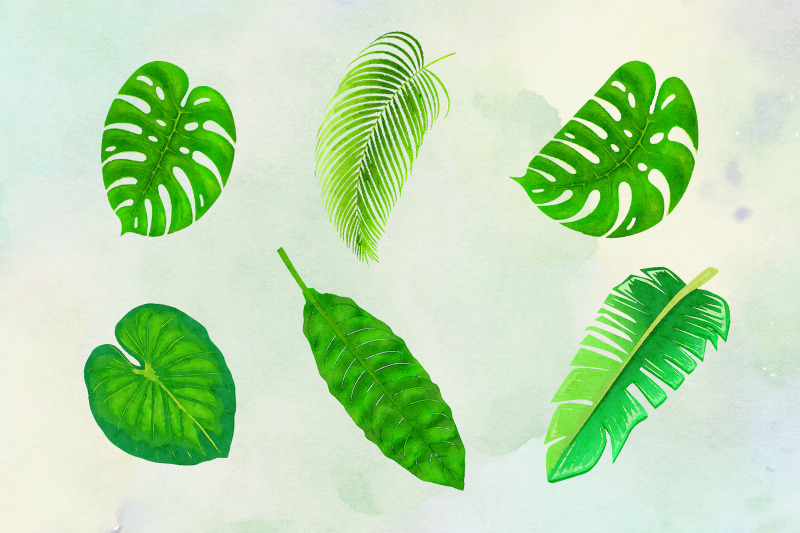 watercolor-tropical-leaves