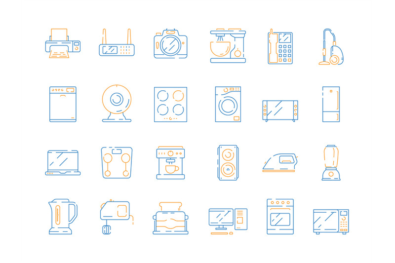 home-electrical-icons-household-modern-appliance-equipment-microwave