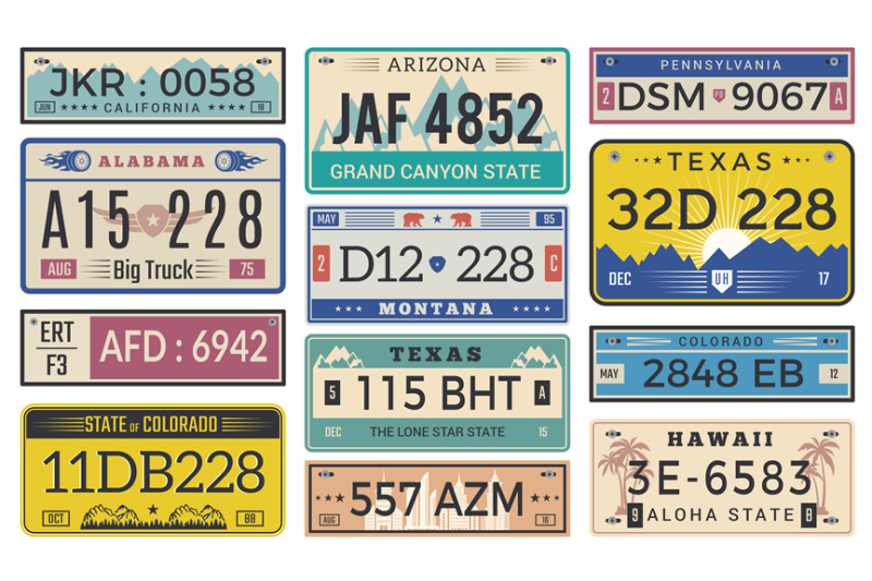 automobile-plate-license-utah-usa-or-indiana-different-state-car-regi