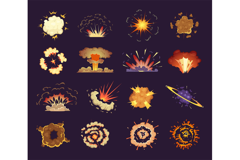 fire-explosion-cloud-lightning-and-blast-vector-cartoon-burst