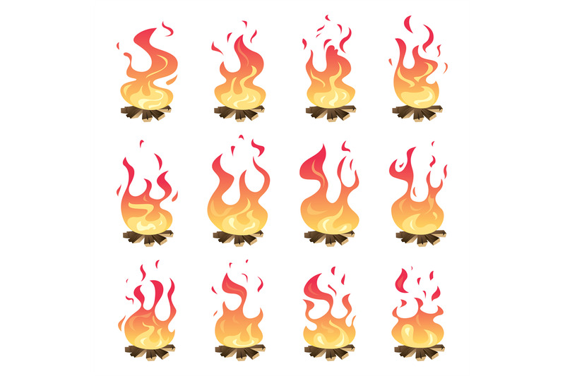 camp-fire-animation-outdoor-fireplace-hiking-bonfire-burn-vector-key