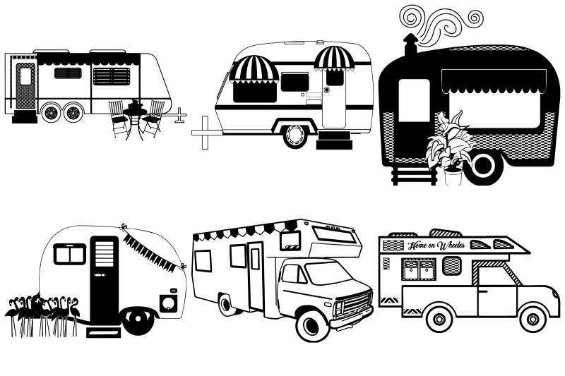 RV Campers Trailers & Word Art AI EPS PNG By Me and Ameliè | TheHungryJPEG