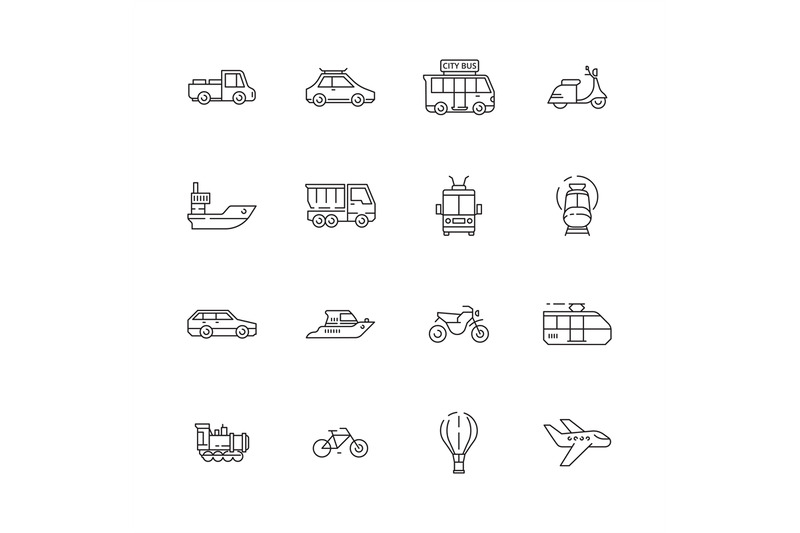 public-transport-icons-cars-planes-trains-boats-urban-vehicles-thin-l