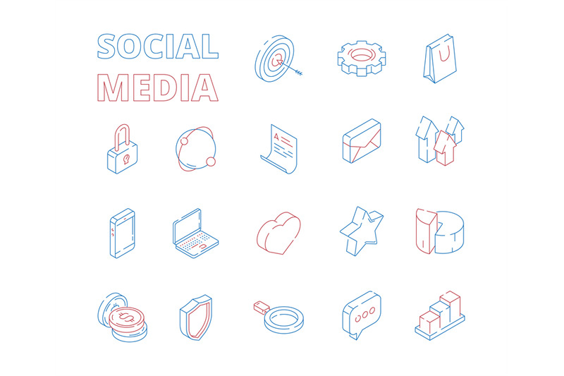 marketing-isometric-icon-web-social-media-network-symbols-digital-set