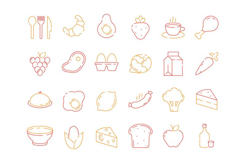 food-colored-icon-bread-fish-fruits-vegetables-menu-items-and-kitchen