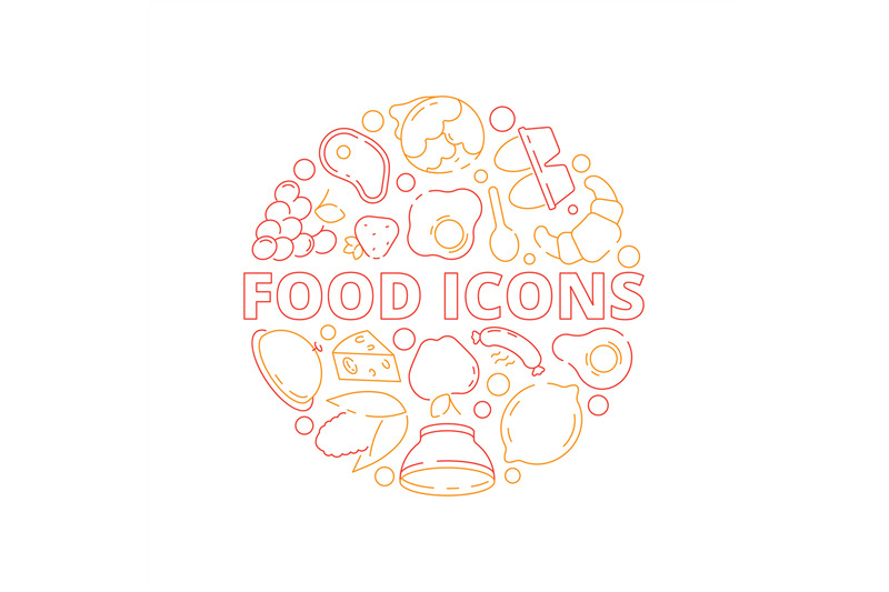 food-icon-background-colored-circle-shape-kitchen-menu-fresh-products