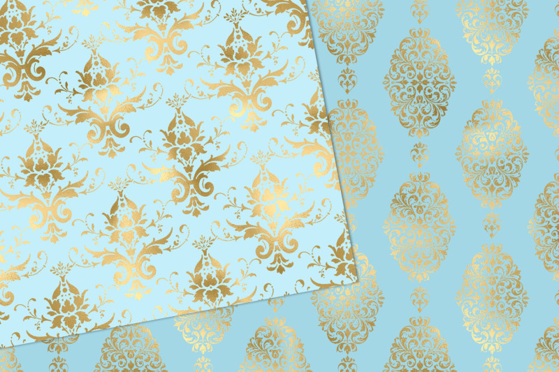 baby-blue-and-gold-damask-digital-paper