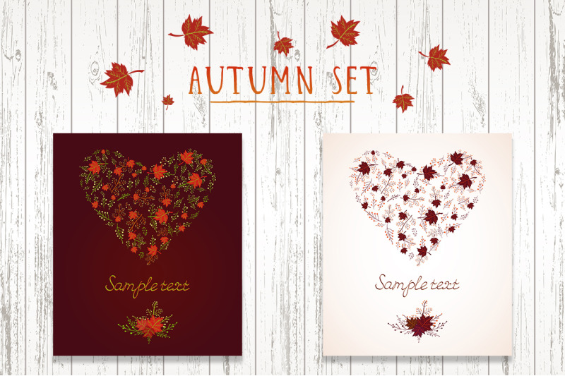 vector-set-of-heart-shape-from-autumn-leaves