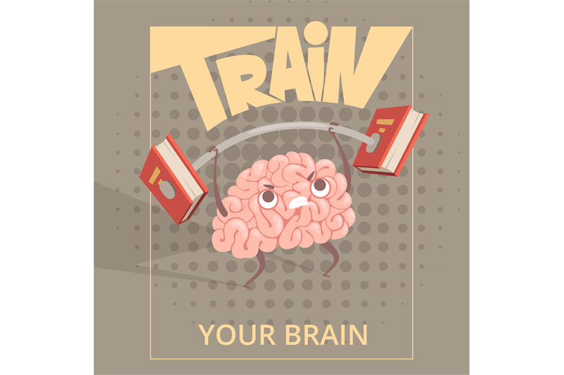 sport-brain-poster-cartoon-mind-making-exercises-power-training-vecto