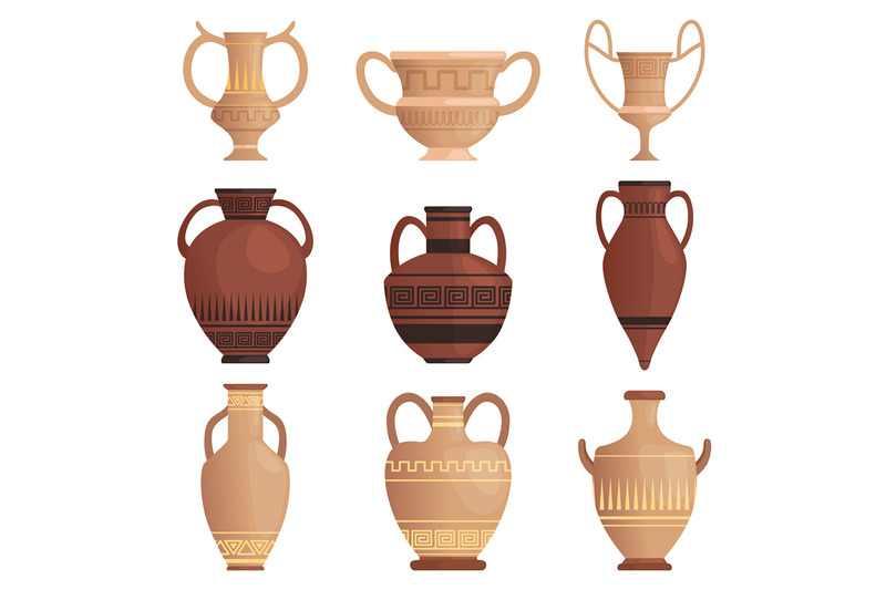 clay-jug-ancient-amphora-with-pattern-greek-cup-and-other-vessel-vect