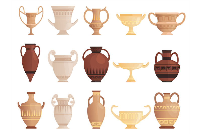 old-ancient-vessel-clay-jug-cups-and-amphoras-with-patterns-ceramics