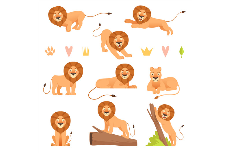 lion-cartoon-wild-running-yellow-fur-animal-king-hunter-safari-cute-l