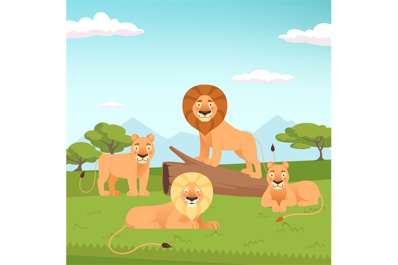 lion-pride-landscape-wild-fur-animal-hunters-background-vector-zoo-co